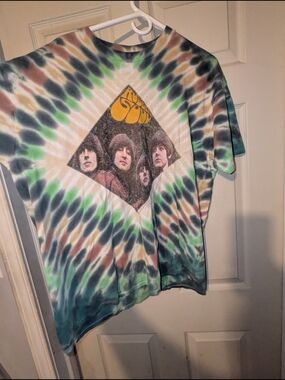 Delta Tie-Dye Beatles Graphic Tee in Green, Brown, Black, Cream